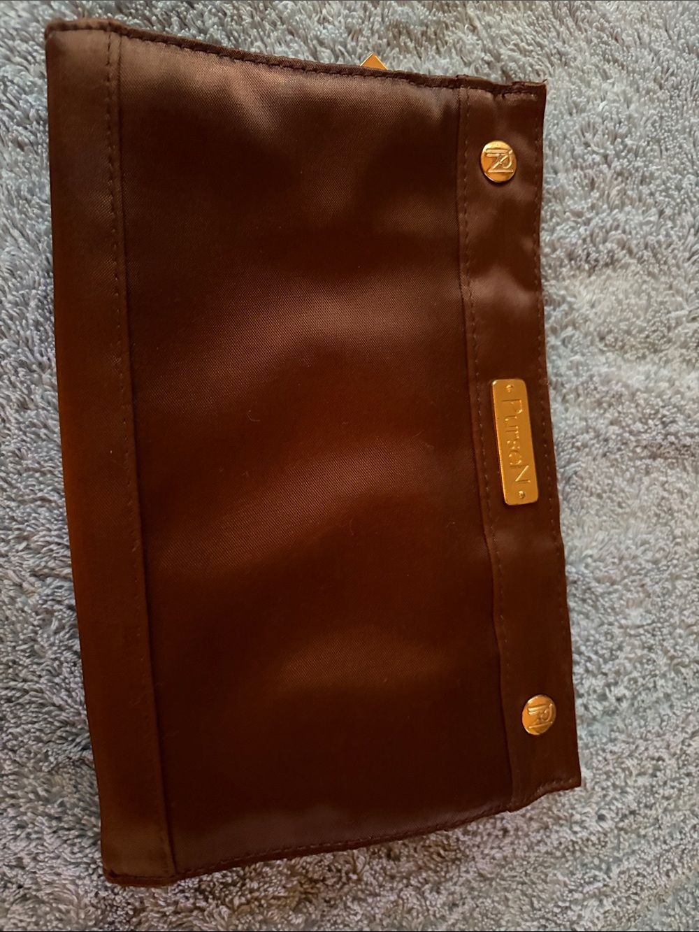 PurseN Brown Travel Pouch with Gold Hardware